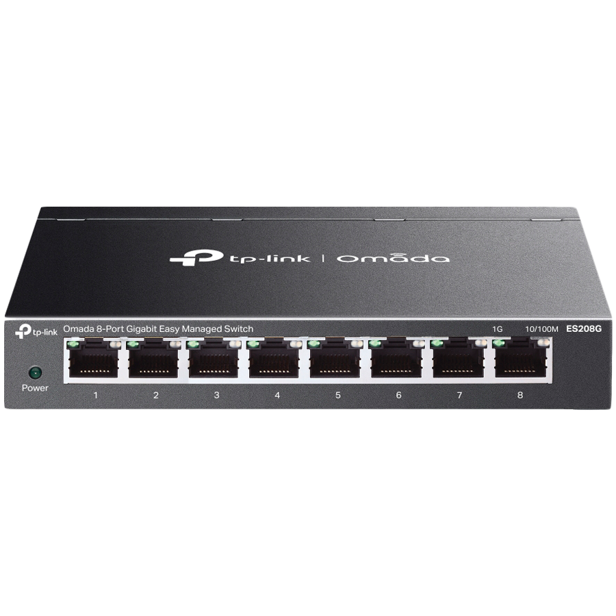 TP-Link ES208G Omada 8-Port Gigabit Easy Managed Switch, 8 x Gigabit RJ45 Ports, Desktop Steel Case and Fanless, Omada App. Flow Control, Loopback Detection, Port Isolation, Port Mirroring, LAG, VLAN, IGMP Snooping, QoS, Storm Control TP-Link ES208G Omada 8-Port Gigabit Easy Managed Switch, 8 x Gigabit RJ45 Ports, Desktop Steel Case and Fanless, Omada App. Flow Control, Loopback Detection, Port Isolation, Port Mirroring, LAG, VLAN, IGMP Snooping, QoS, Storm Control - Image 1