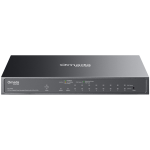 TP-Link ES210GP Omada 10-Port Gigabit Easy Managed Switch with 8-Port PoE+, 8x Gigabit PoE+ Ports, 1x Gigabit Non-PoE Ports, 1x Combo Gigabit RJ45/SFP Port, 63 W PoE Power,  Desktop Steel Case and Fanless, Omada App. Flow Control, Loopback Detection