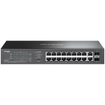 TP-Link ES220GP Omada 20-Port Gigabit Easy Managed Switch with 16-Port PoE+, 16x G PoE+ Ports, 2x G Non-PoE Ports, 2x G SFP Ports, 802.3at/af, 150 W PoE Power, 1U 13-inch Rack-mountable Steel Case and Fanless, Omada app