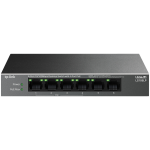 TP-Link LS106LP 6-Port 10/100 Mbps Desktop Switch with 4-Port PoE, 4× 10/100 Mbps PoE Ports, 2× 10/100 Mbps Non-PoE Ports, 802.3af, 41 W PoE Power, Desktop Steel Case, Extend Mode for 250m PoE Transmitting, PoE Auto Recovery, Plug and Play