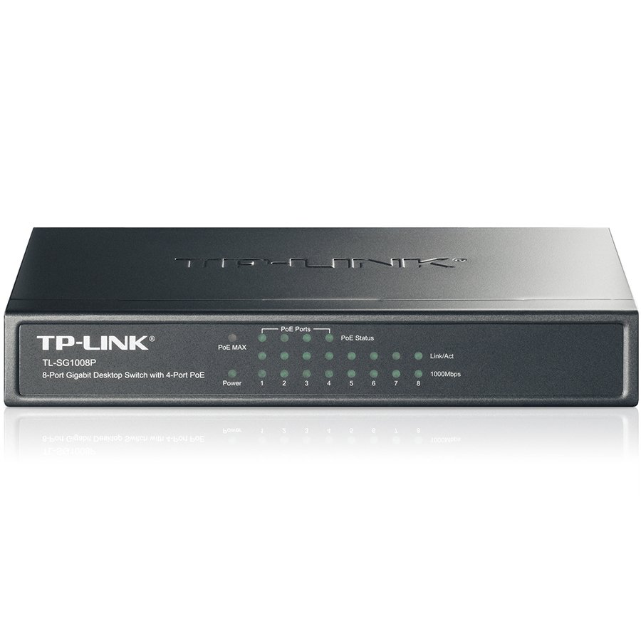 TP-Link TL-SG1008P 8-Port Gigabit Desktop Switch with 4-Port PoE+, 64W PoE Power supply, Supports PoE power up to 30 W for each PoE port, 802.1p/DSCP QoS, IGMP Snooping, Plug and Play, steel case TP-Link TL-SG1008P 8-Port Gigabit Desktop Switch with 4-Port PoE+, 64W PoE Power supply, Supports PoE power up to 30 W for each PoE port, 802.1p/DSCP QoS, IGMP Snooping, Plug and Play, steel case - Image 1
