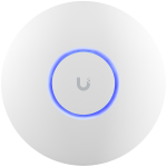 UBIQUITI U6+, WiFi 6, 4 spatial streams, 140 m² (1,500 ft²) coverage, 300+ connected devices, Powered using PoE, GbE uplink.