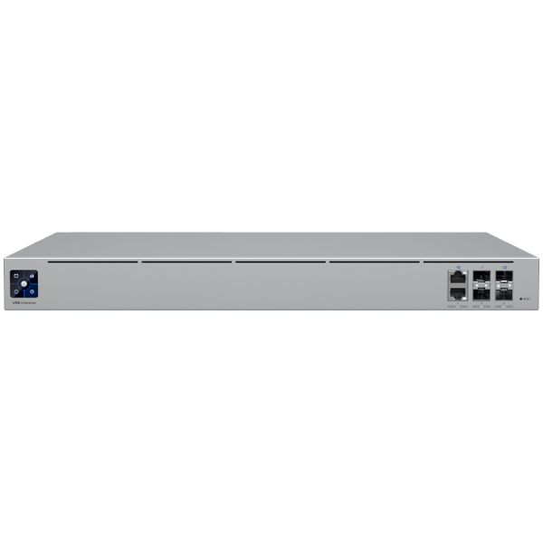 UBIQUITI UniFi Gateway Enterprise, 2x 25G SFP28,2x 10G SFP+ and 2x 2.5 GbE RJ45 ports (two interfaces remappable to WAN), 2 included hot-swap PSUs for power redundancy, 12.5 Gbps routing with IDS/IPS, Shadow Mode High Availability, 1.3" touchscreen