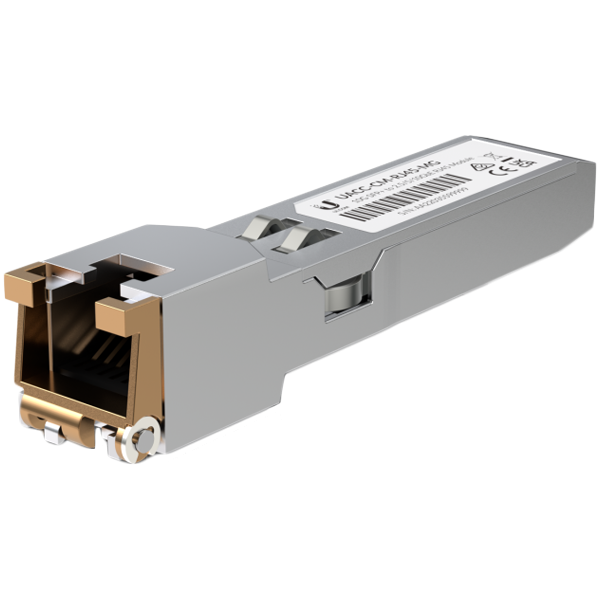 Ubiquiti UACC-CM-RJ45-MG SFP+ to RJ45 adapter, 1/2.5/5/10 GbE is a RJ45 transceiver that can be inserted into an SFP port in order to connect a copper Ethernet cable Ubiquiti UACC-CM-RJ45-MG SFP+ to RJ45 adapter, 1/2.5/5/10 GbE is a RJ45 transceiver that can be inserted into an SFP port in order to connect a copper Ethernet cable - Image 1