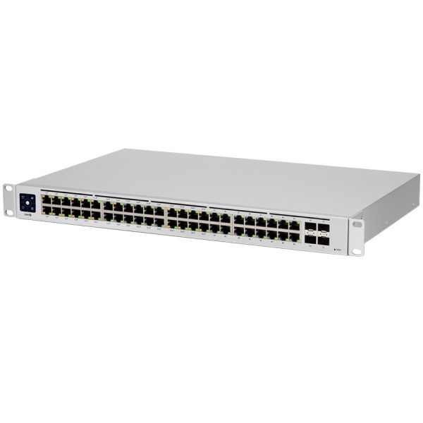 UniFi Switch 48 is a fully managed Layer 2 switch with (48) Gigabit Ethernet ports and (4) 1G SFP ports for fiber connectivity