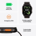 Apple Watch Ultra 3 Cellular 49mm Black Titanium Case with Black/Charcoal Trail Loop - M/L - Image 7