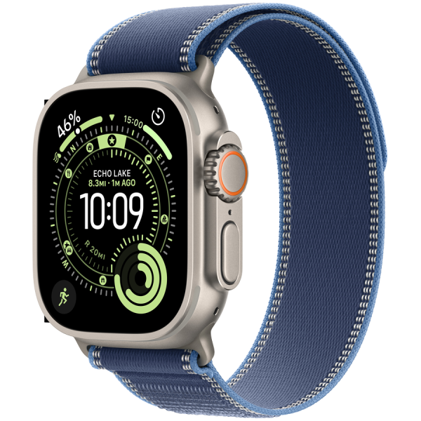 Apple Watch Ultra 3 Cellular 49mm Natural Titanium Case with Blue/Bright Blue Trail Loop - M/L