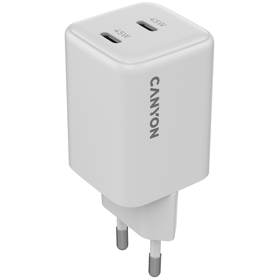 CANYON charger CU45CC GaN 45W 2xPD EU White CANYON charger CU45CC GaN 45W 2xPD EU White - Image 1