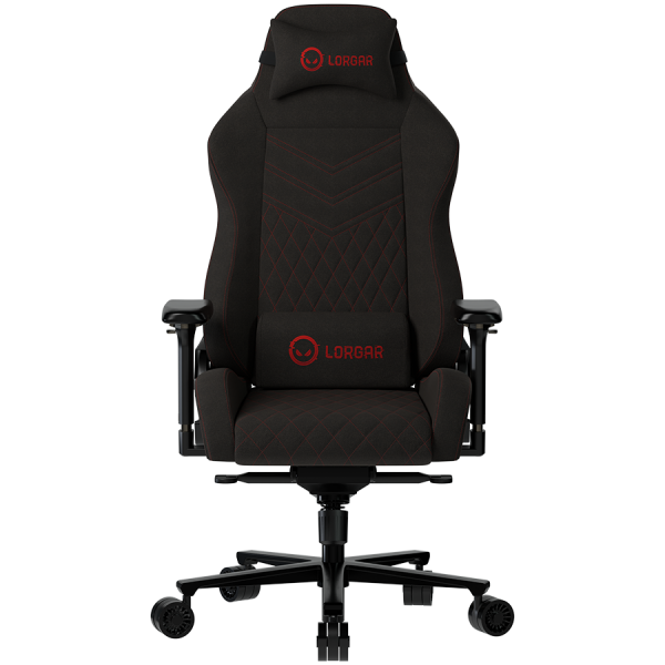LORGAR Ace 422, Gaming chair, Anti-stain durable fabric, 1.8 mm metal frame, multiblock mechanism, 4D armrests, 5 Star aluminium base, Class-4 gas lift, 75mm PU casters, Black + red