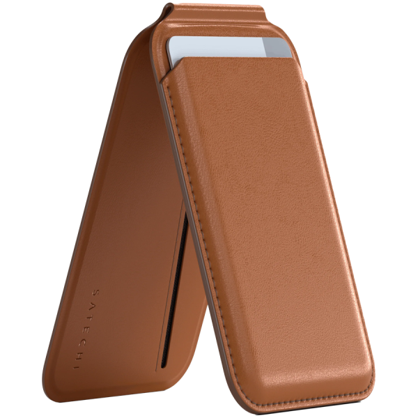 SATECHI Vegan-Leather Magnetic Wallet Stand (Brown)